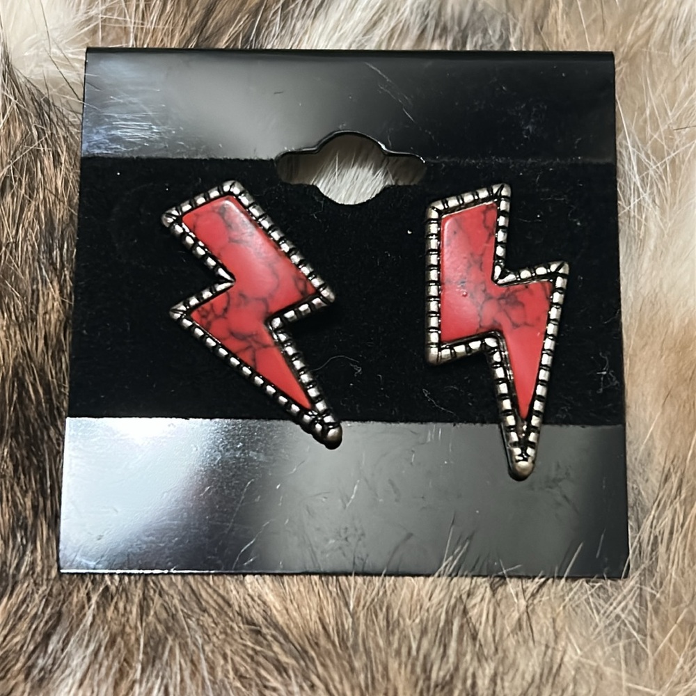 Red Lightning Bolt Earrings
